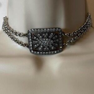 Vintage Y2K‎ Haley Hill Silver Tone Sunburst Choker Necklace